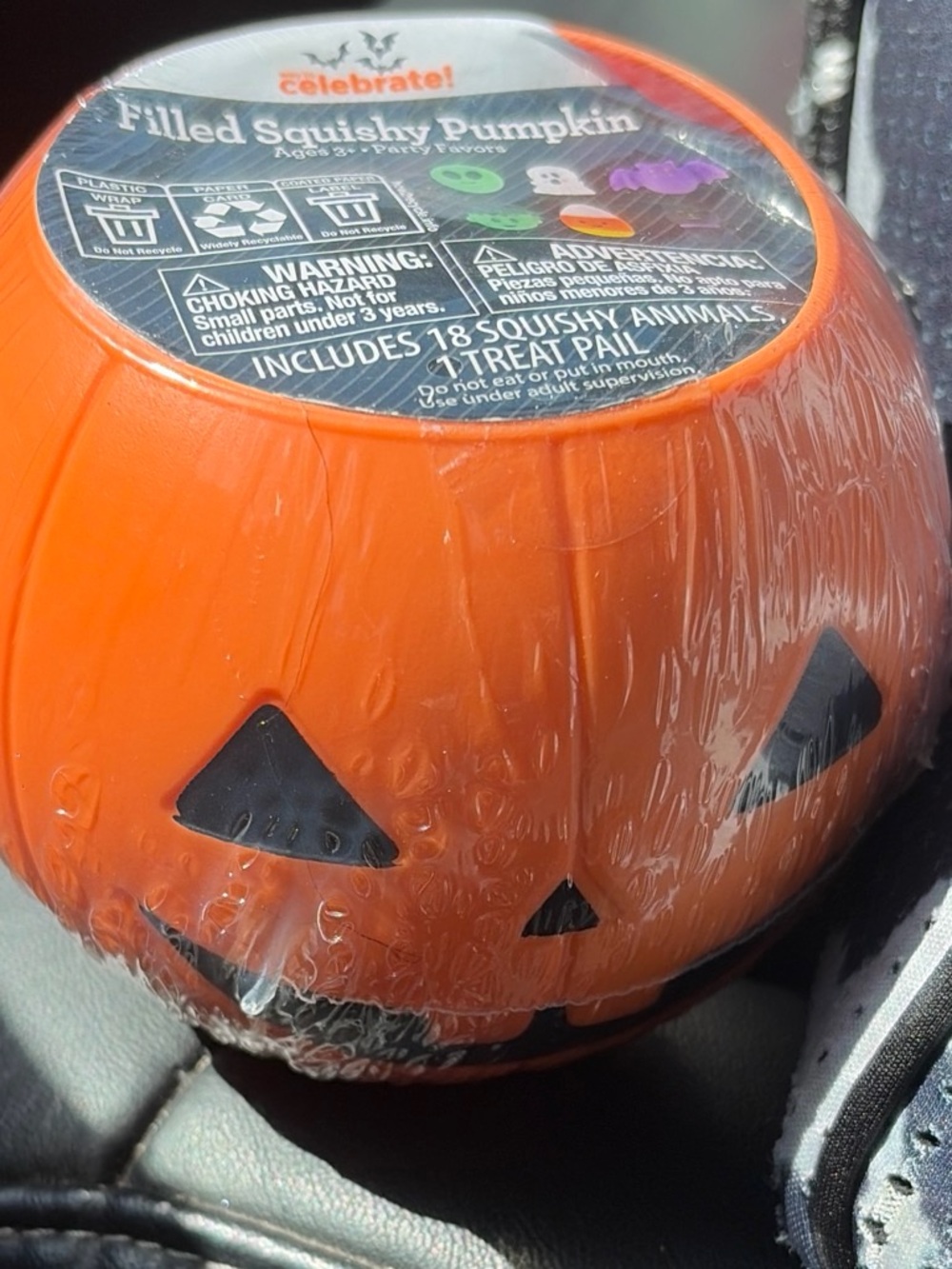 Orange Filled Squishy Pumpkin Treat Pail